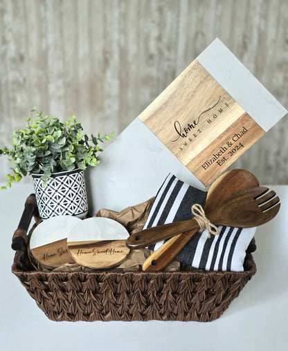 Housewarming Basket – Long Marble Cutting Board