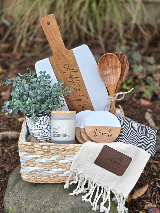 Custom Gift Basket Marble Board + Spoons