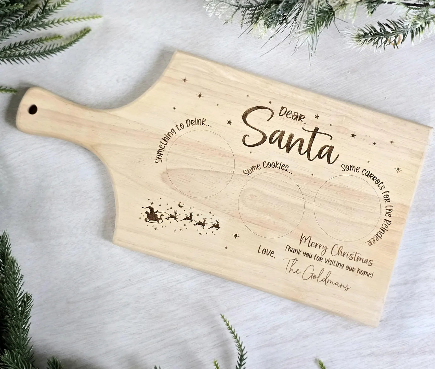 Personalized Classic Santa Treat Board – Minimal Engraved Style