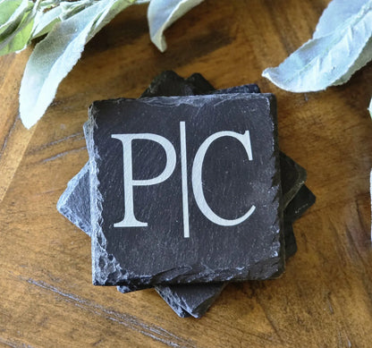 Personalized Slate Coasters – Engraved Monogram or Name