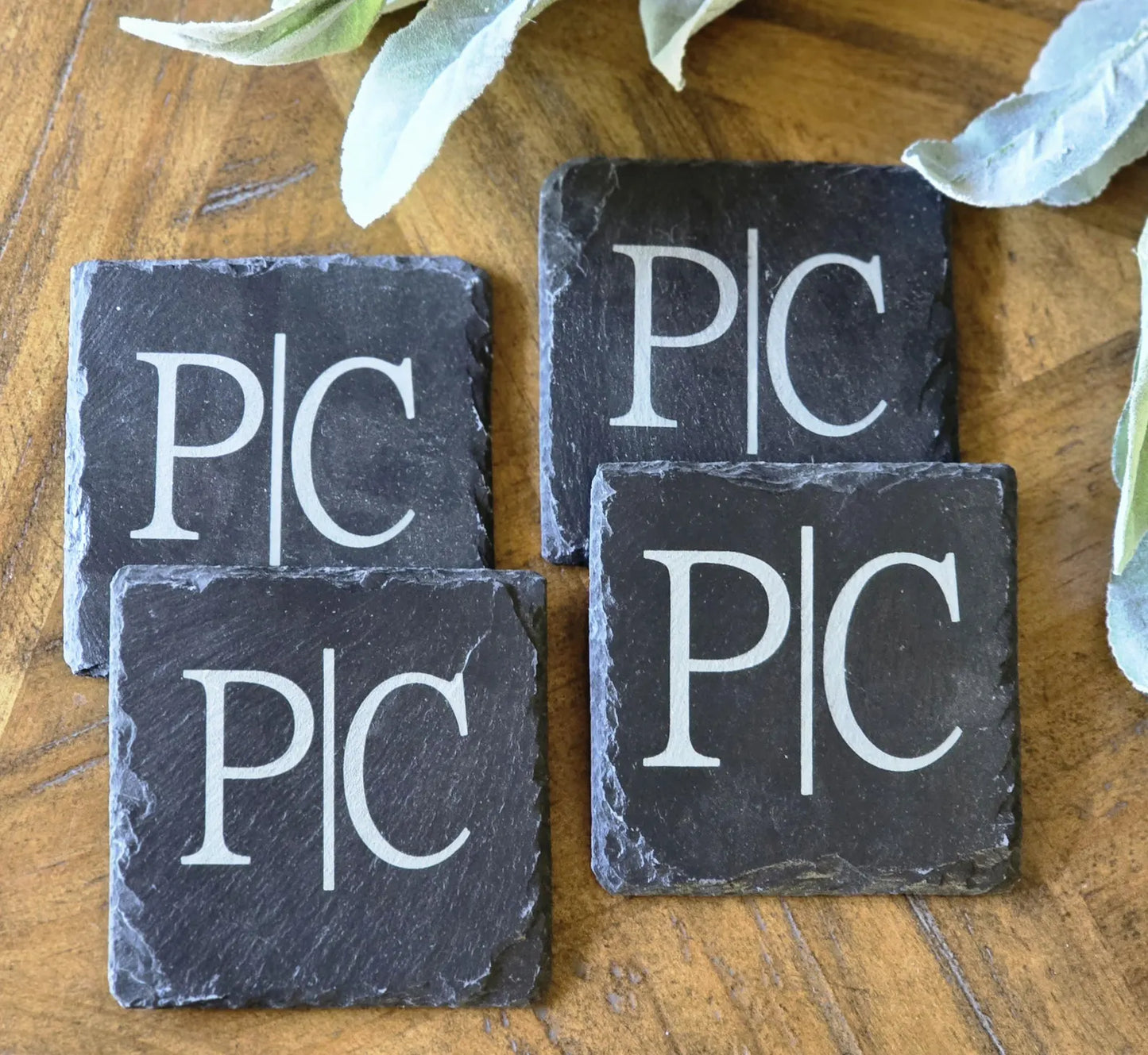 Personalized Slate Coasters – Engraved Monogram or Name