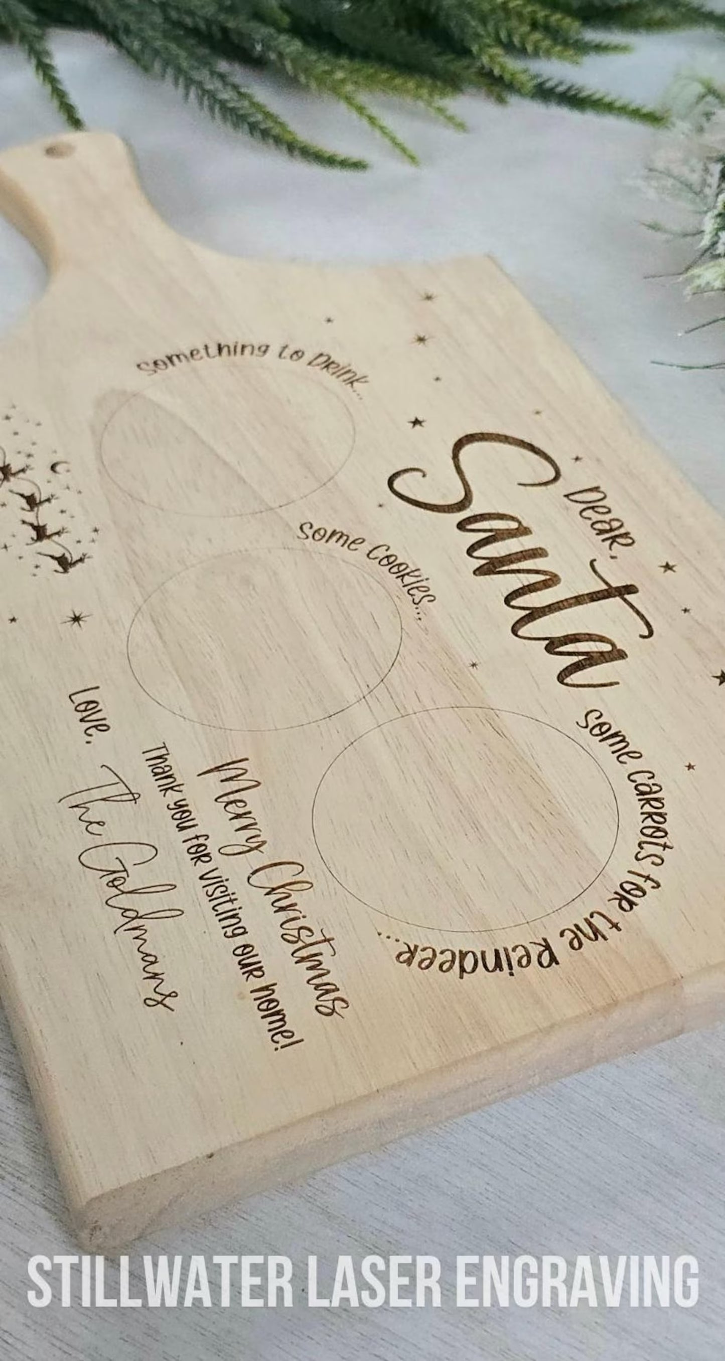 Personalized Classic Santa Treat Board – Minimal Engraved Style