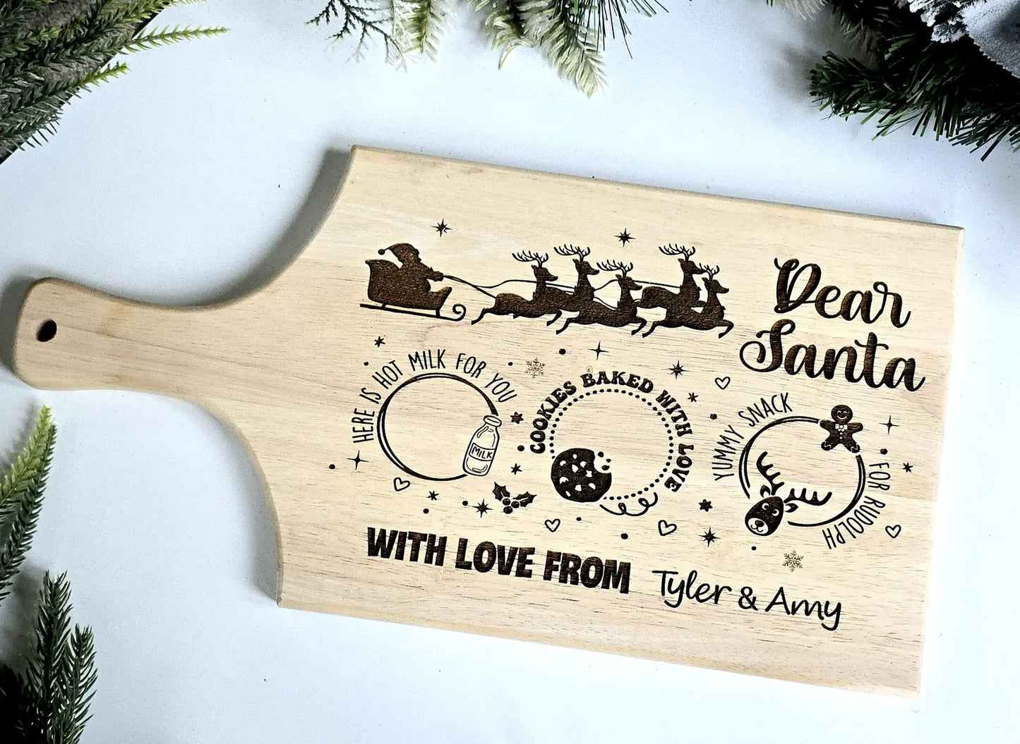 Personalized Whimsical Santa Treat Board – Fun Illustrated Style