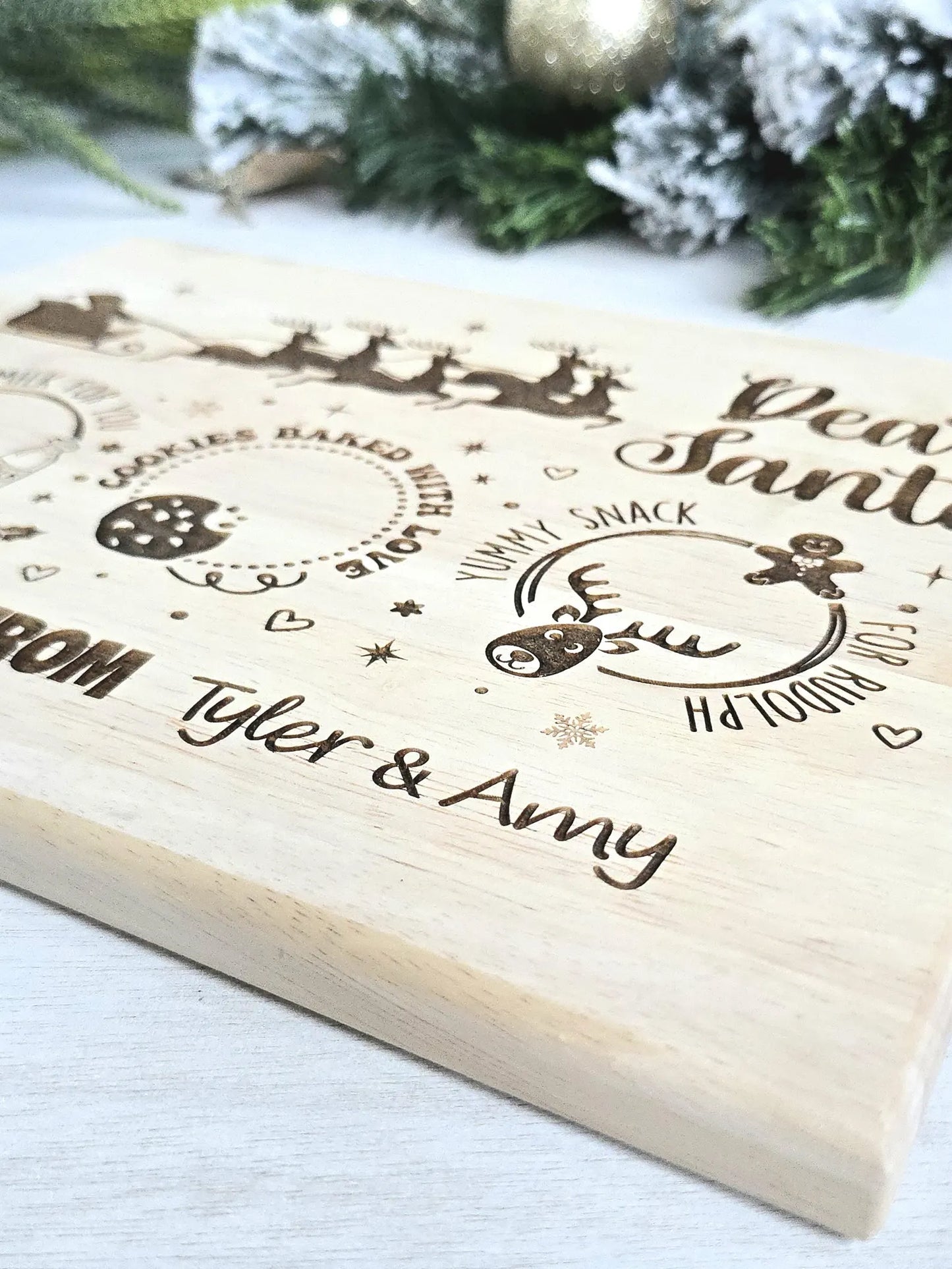 Personalized Whimsical Santa Treat Board – Fun Illustrated Style