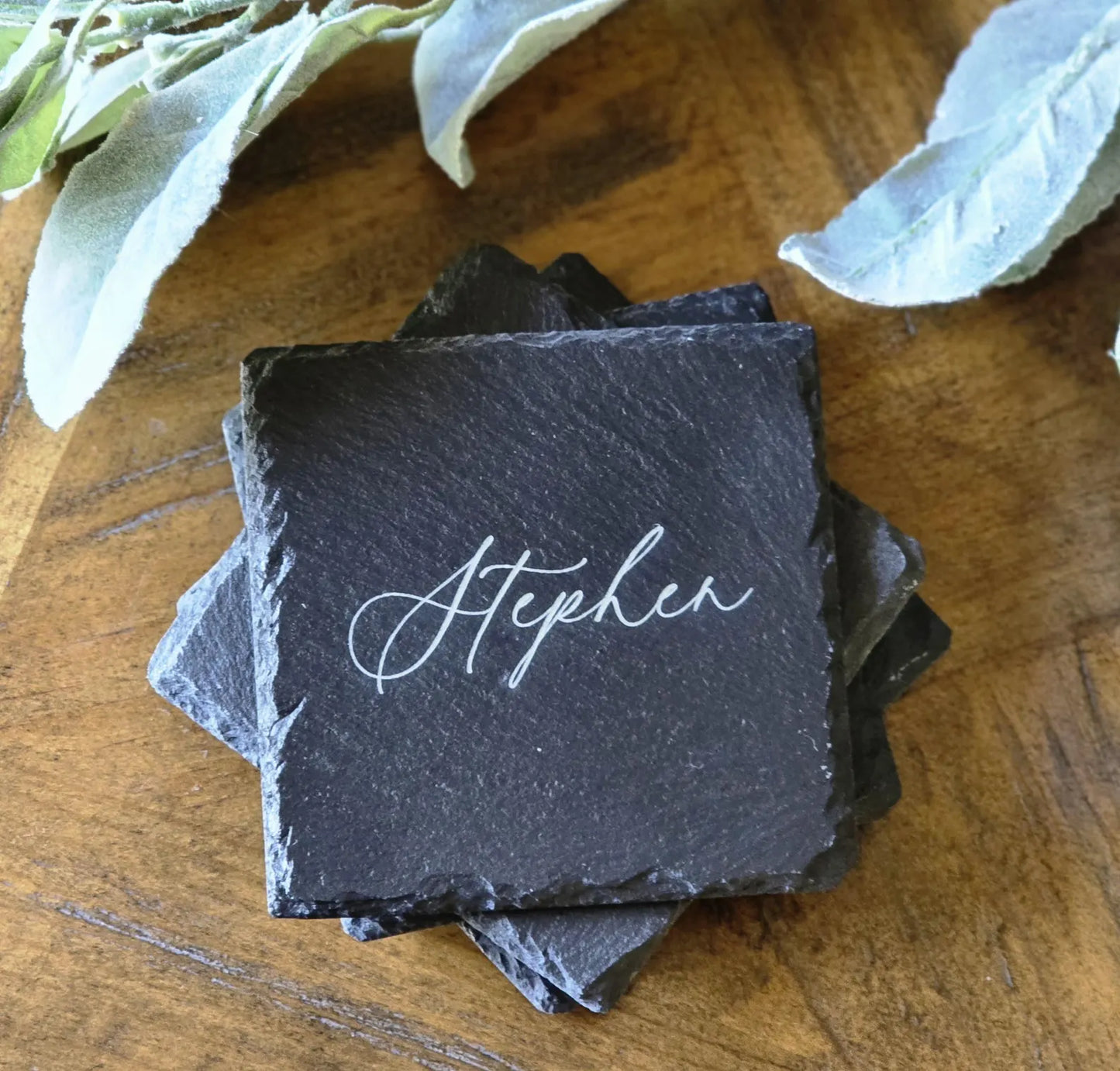 Personalized Slate Coasters – Engraved Monogram or Name