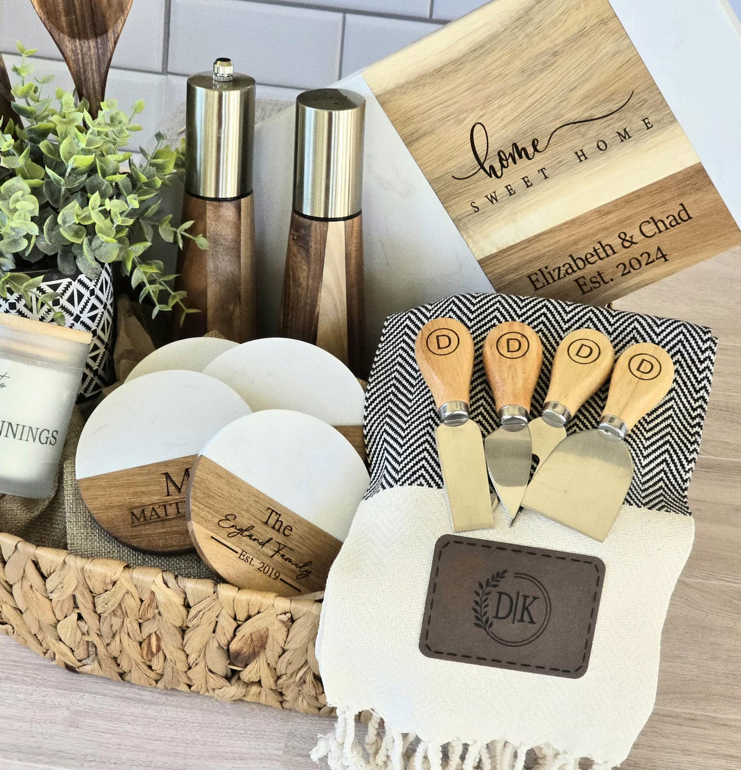 Custom Gift Basket – Marble Board + Kitchen Essentials
