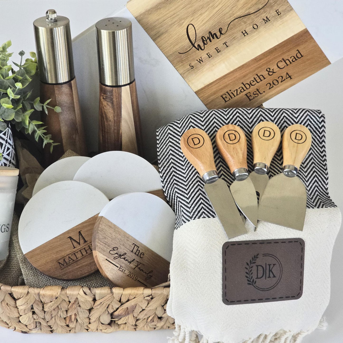 Custom Gift Basket – Marble Board + Kitchen Essentials
