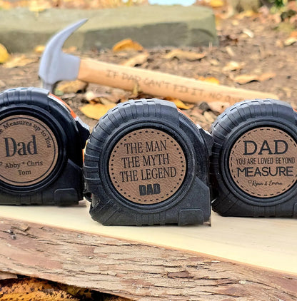 Personalized Tape Measure With Engraved Leather Patch