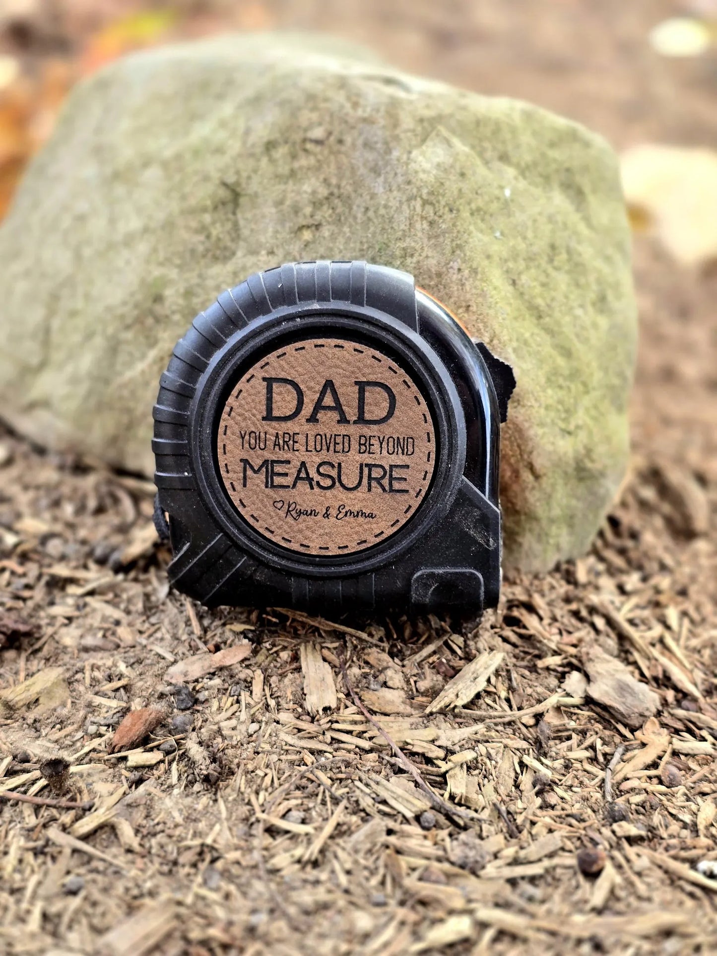 Personalized Tape Measure With Engraved Leather Patch