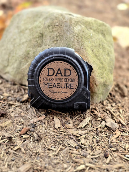 Personalized Tape Measure With Engraved Leather Patch