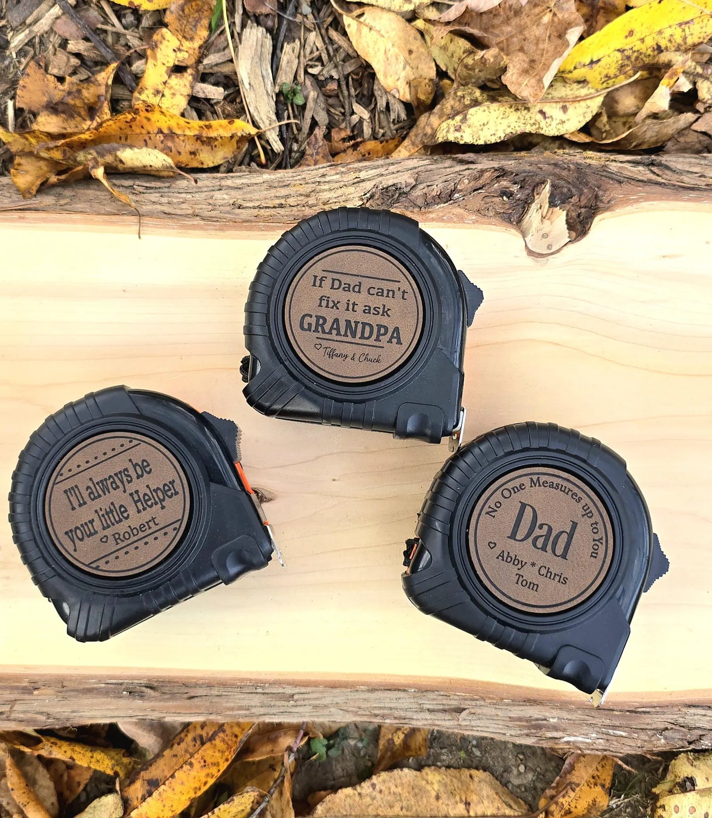Personalized Tape Measure With Engraved Leather Patch
