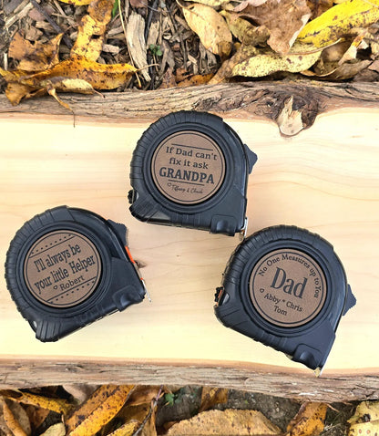 Personalized Tape Measure With Engraved Leather Patch