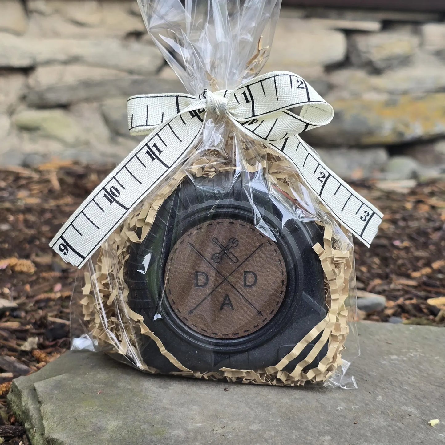 Personalized Tape Measure With Engraved Leather Patch