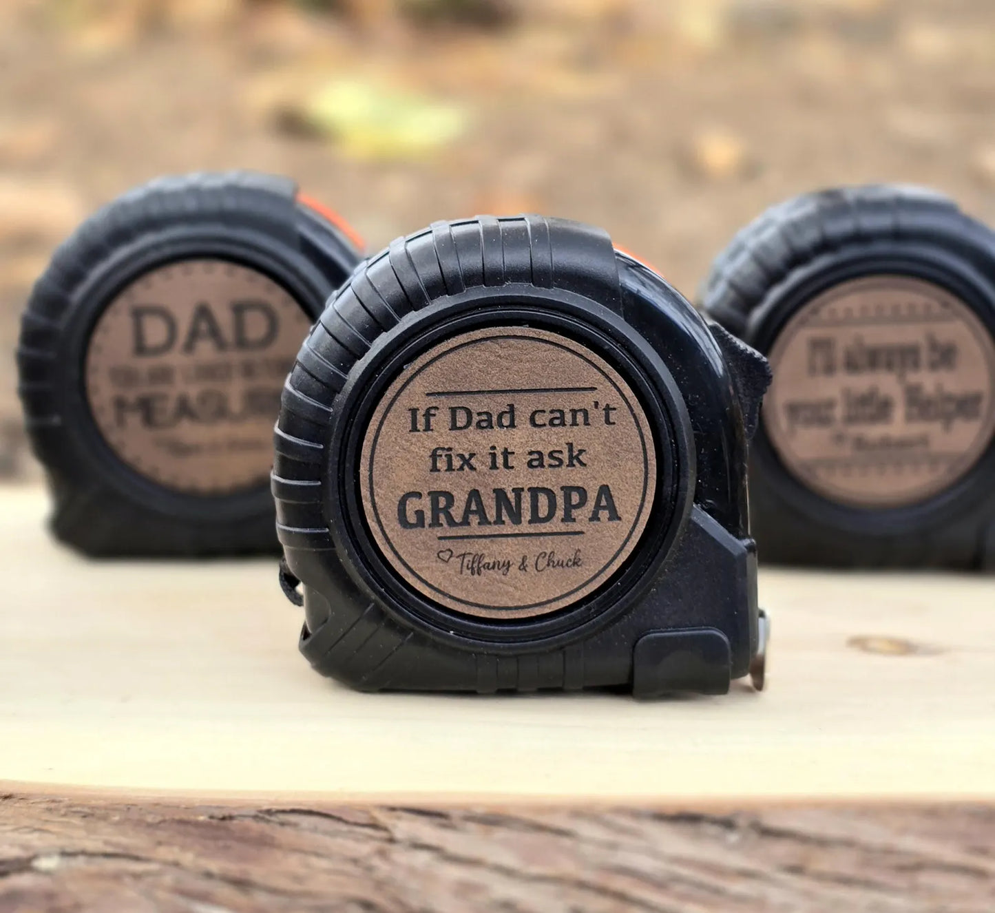 Personalized Tape Measure With Engraved Leather Patch