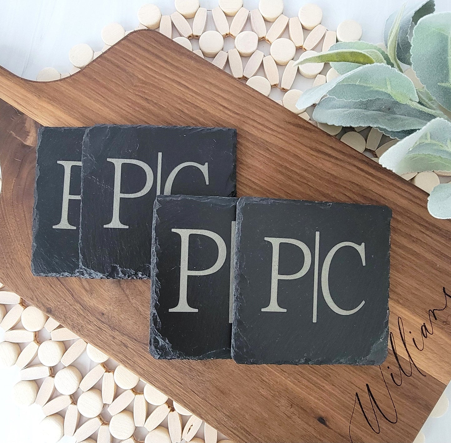 Custom Walnut Board + Slate Coasters