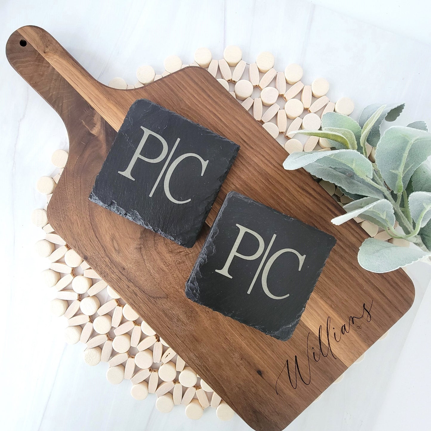 Custom Walnut Board + Slate Coasters