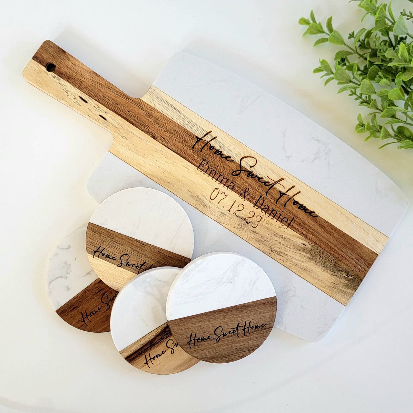 Custom Gift Basket Marble Board + Wine Tumblers