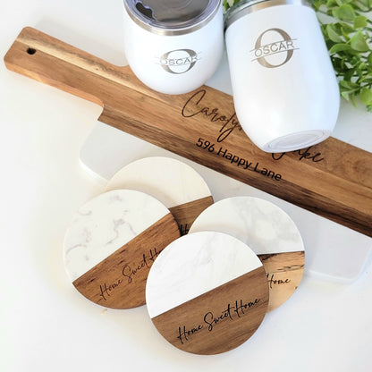 Custom Gift Basket Marble Board + Wine Tumblers