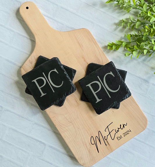 Custom Maple Board + Slate Coasters